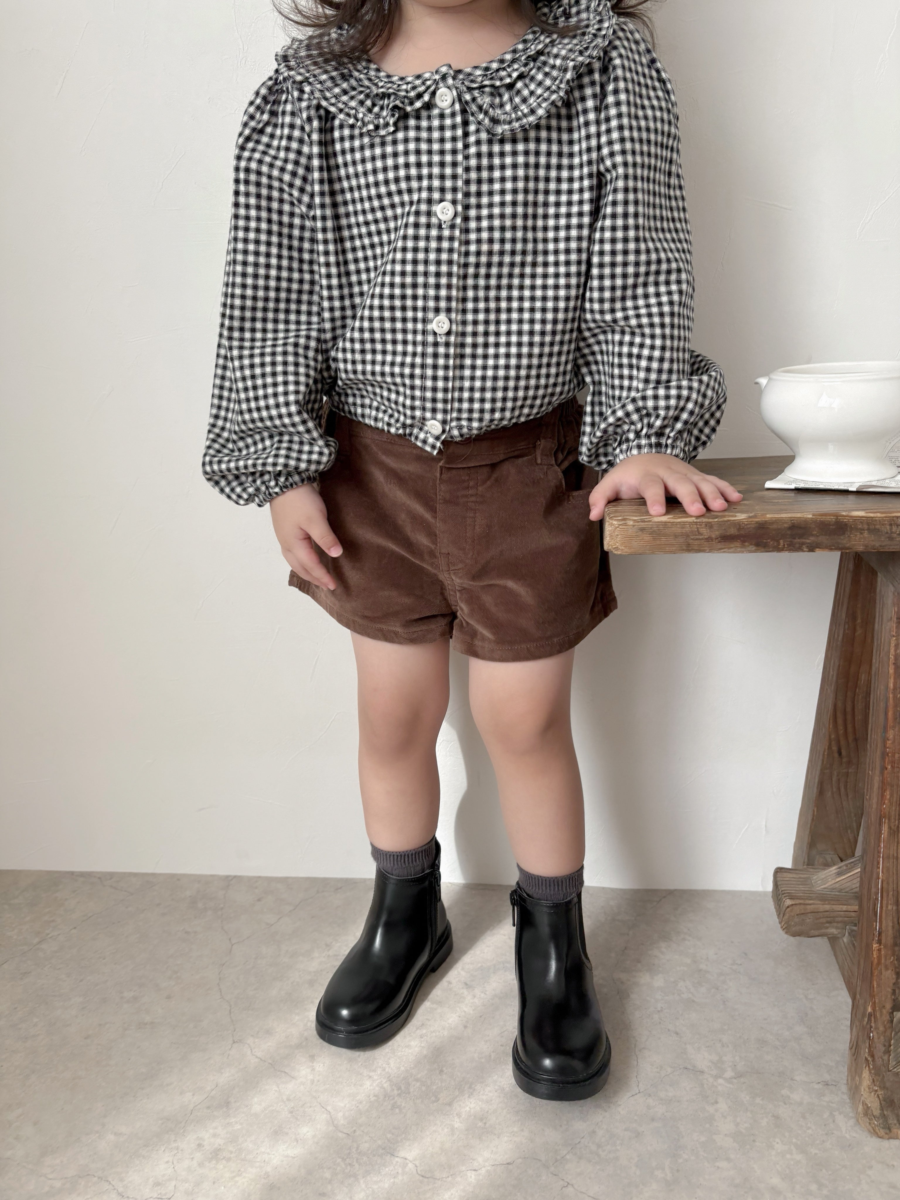 Bell check blouse