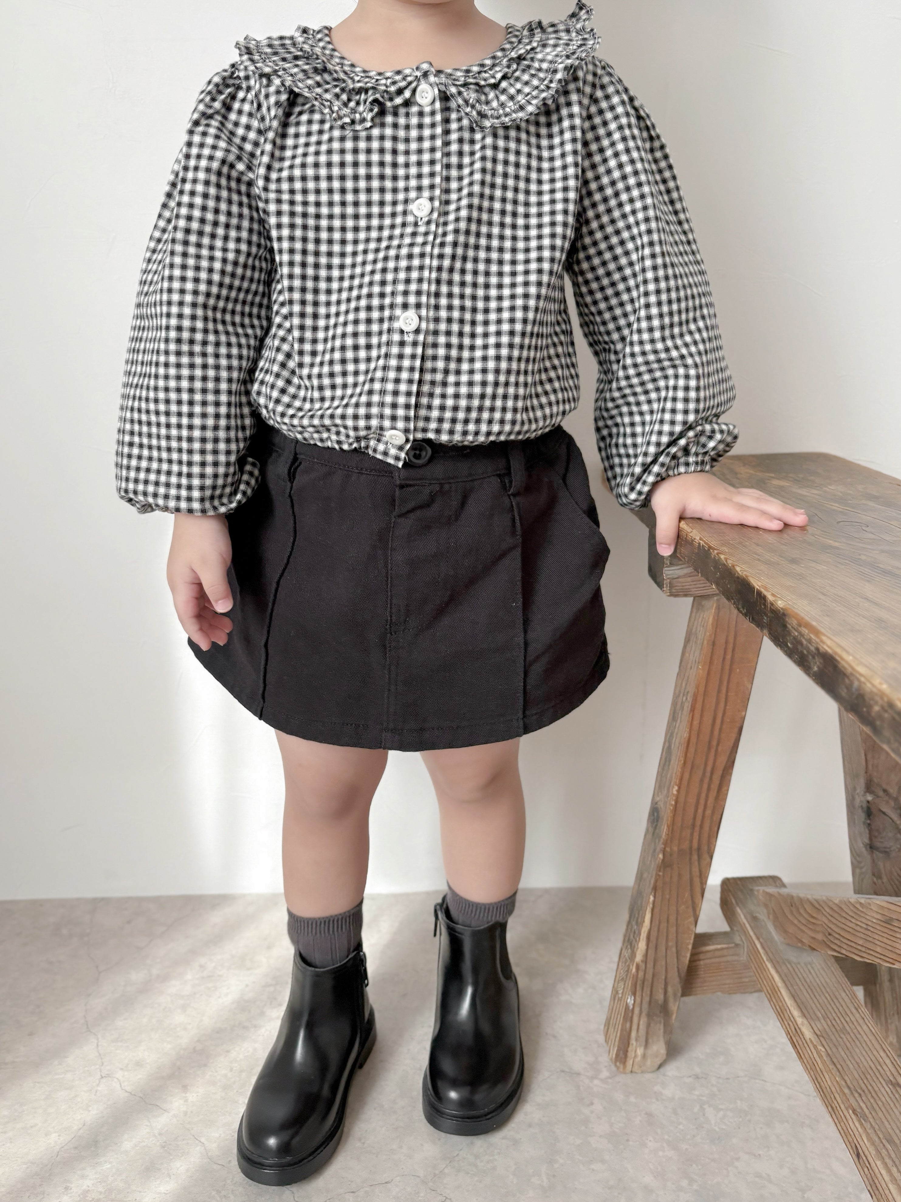 Bell check blouse