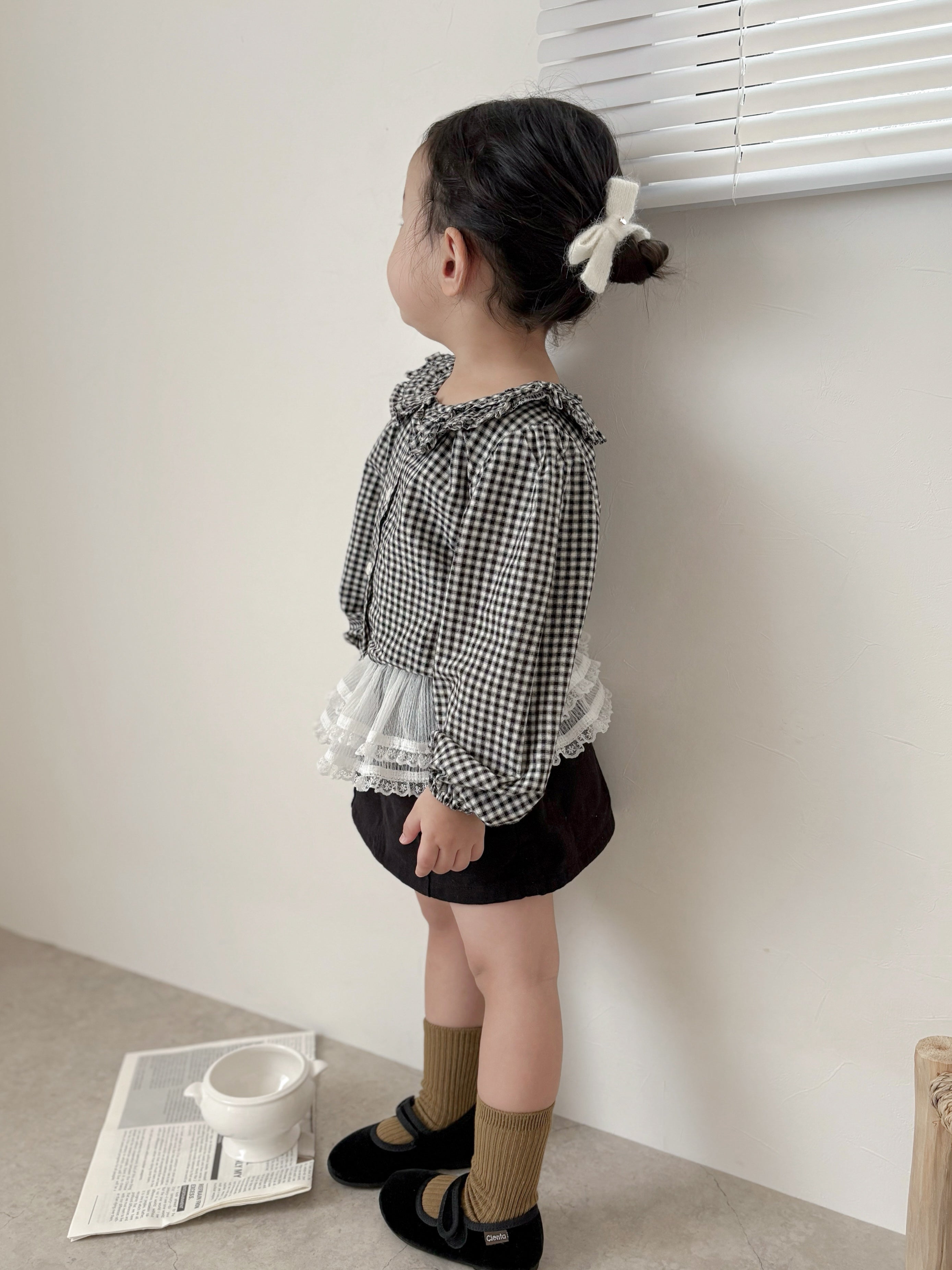 Bell check blouse