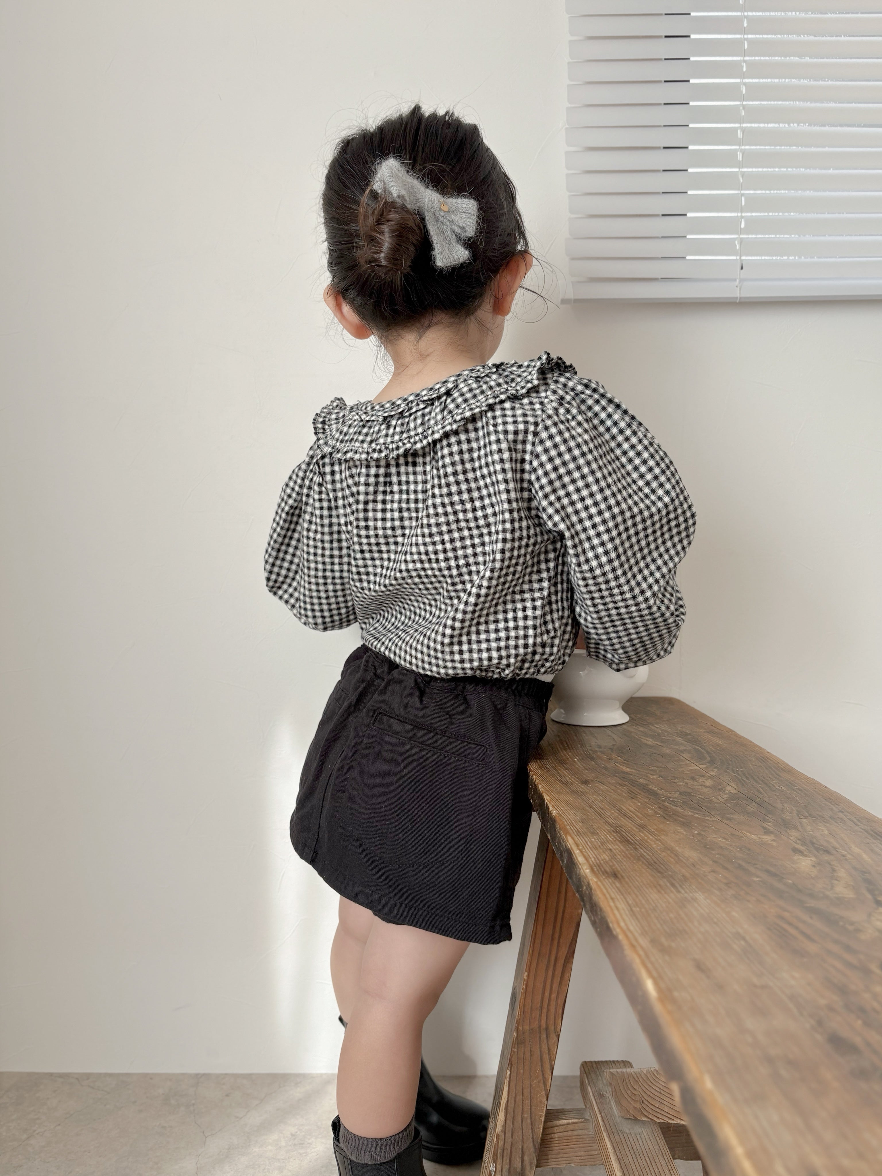 Bell check blouse