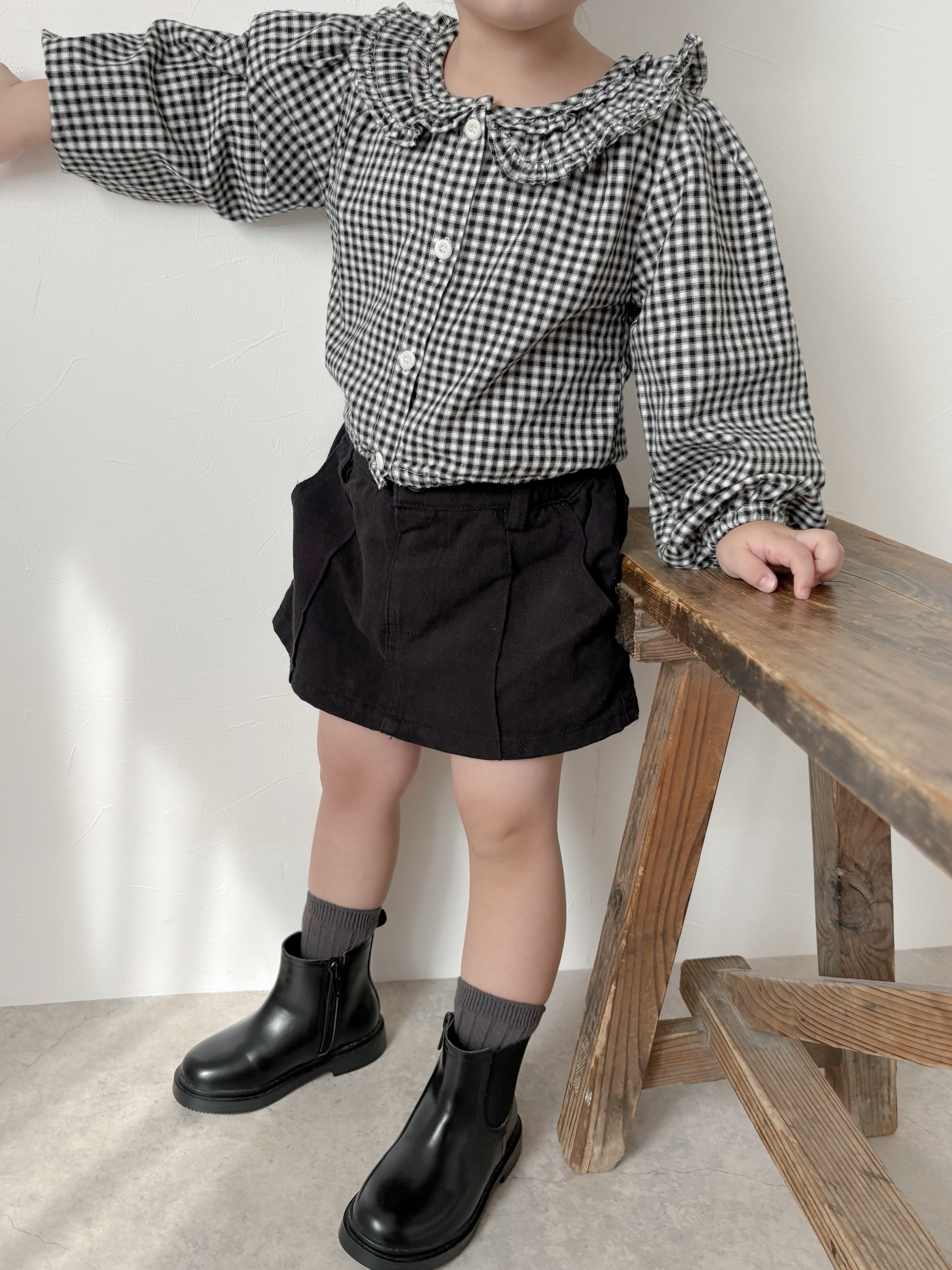 Bell check blouse