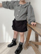 Bell check blouse