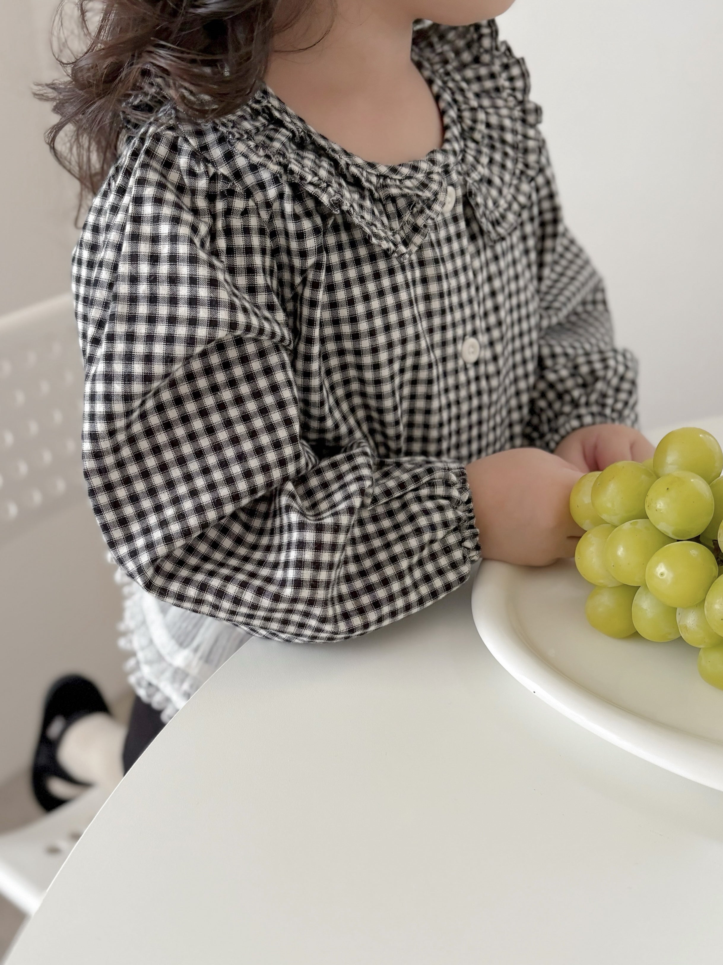Bell check blouse