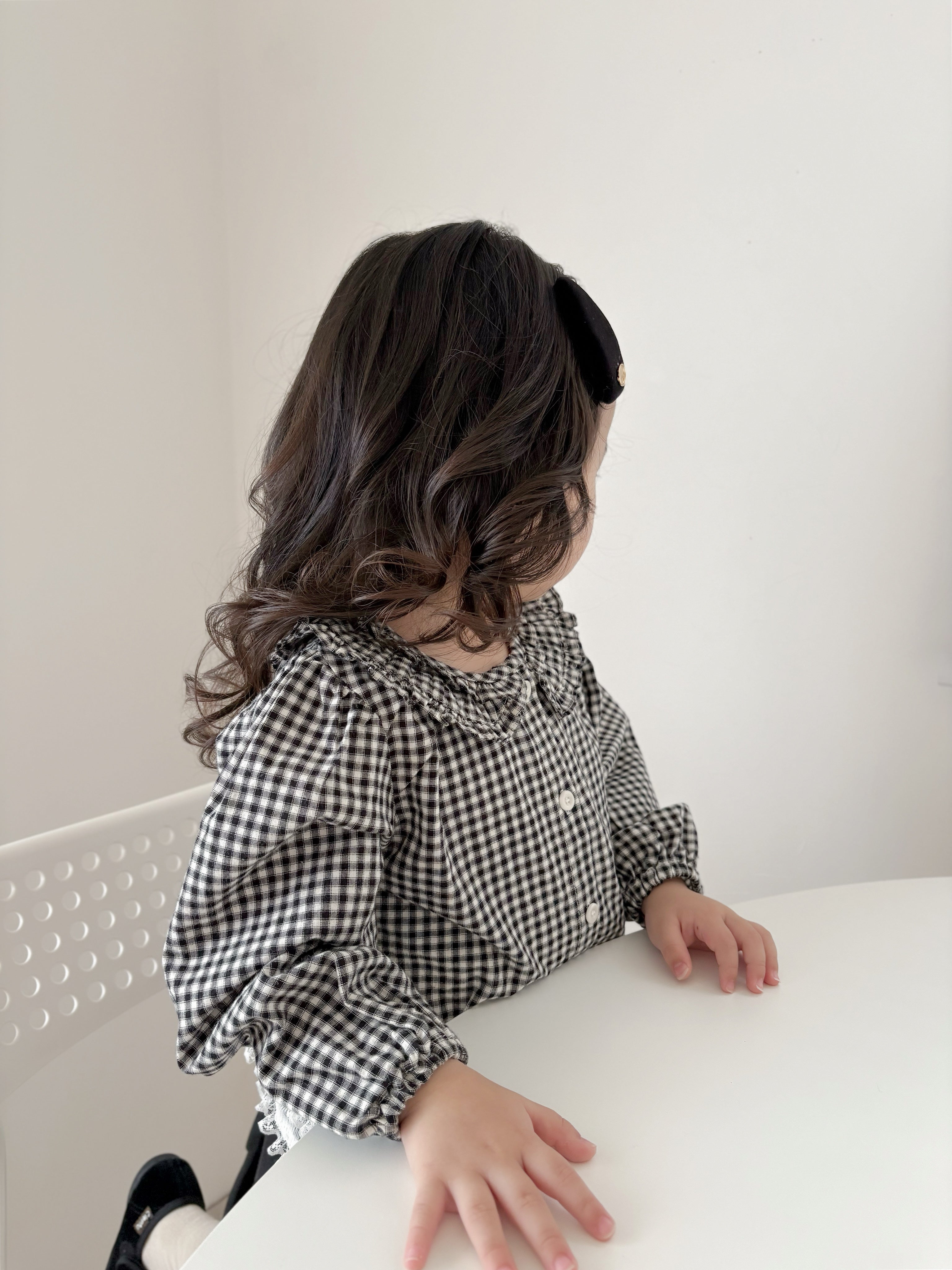 Bell check blouse