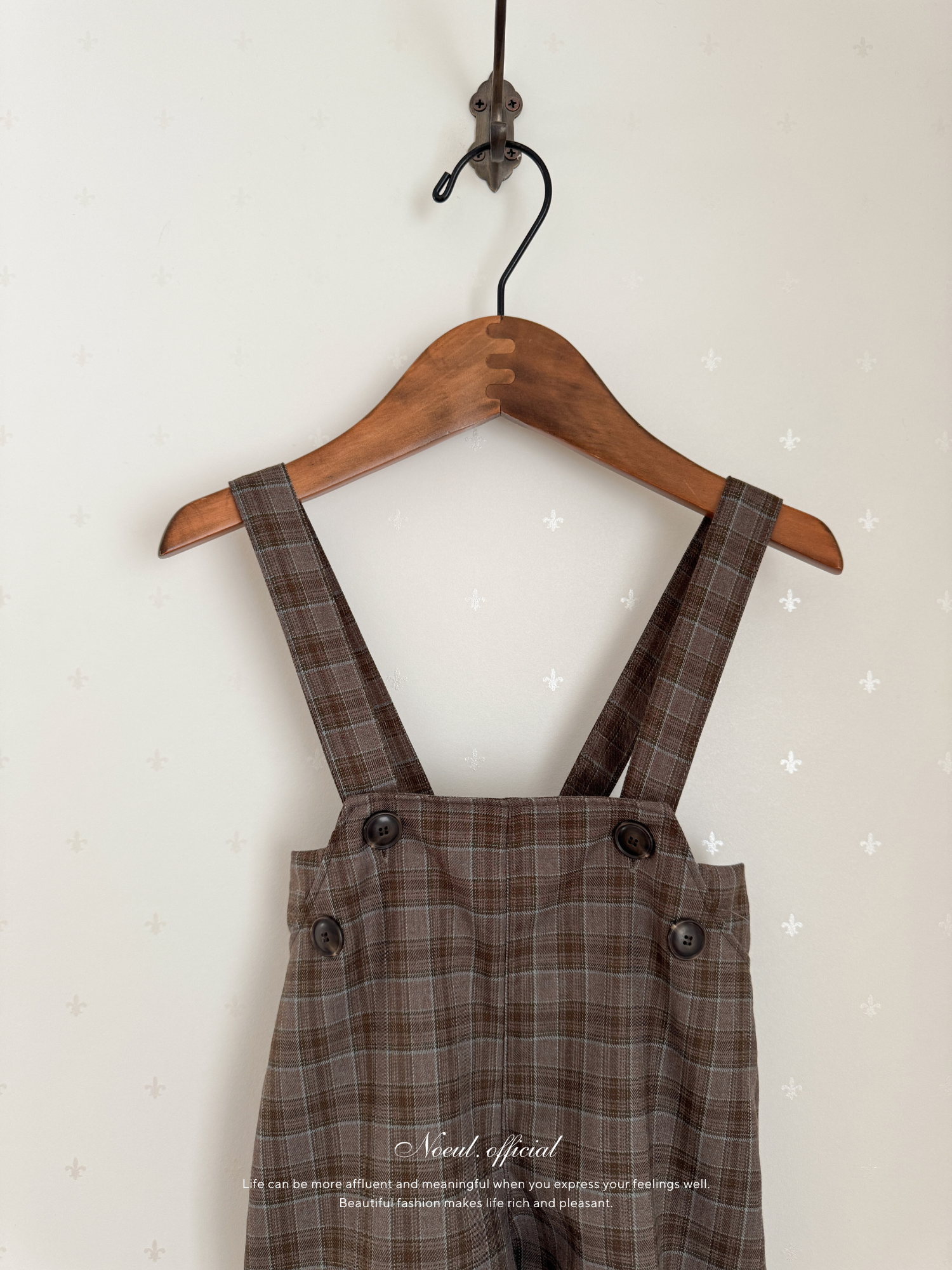 Rommy check suspender pants