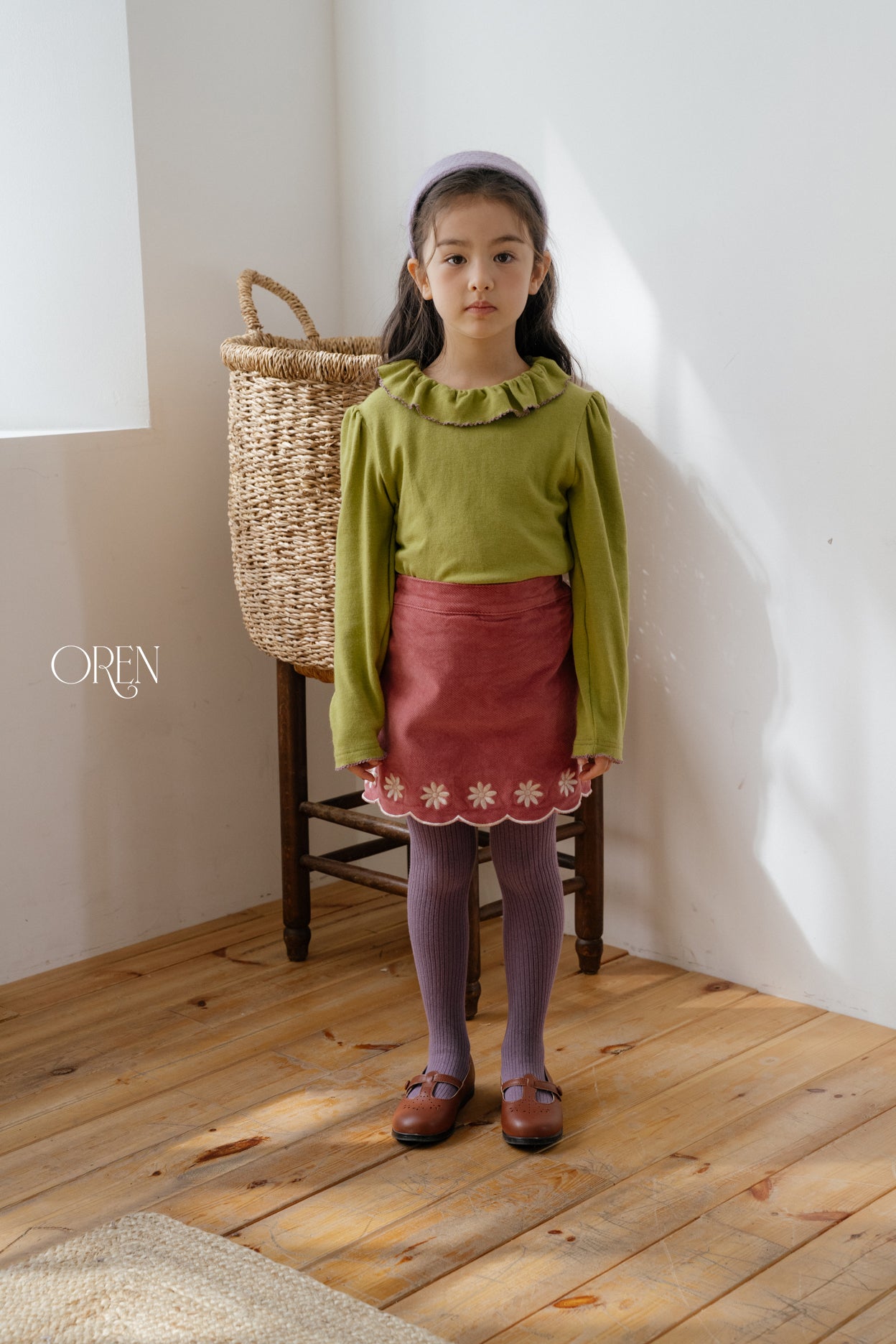 [OREN] Velour rib tights