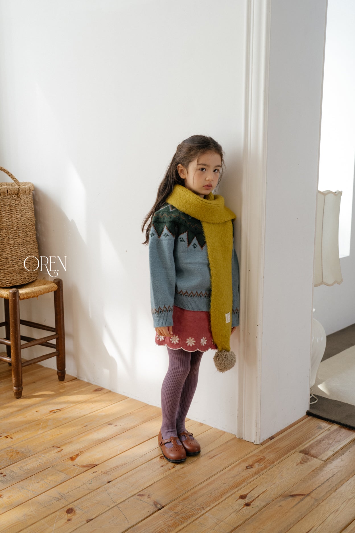 [OREN] Velour rib tights