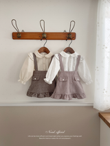 Daisy check suspender skirt