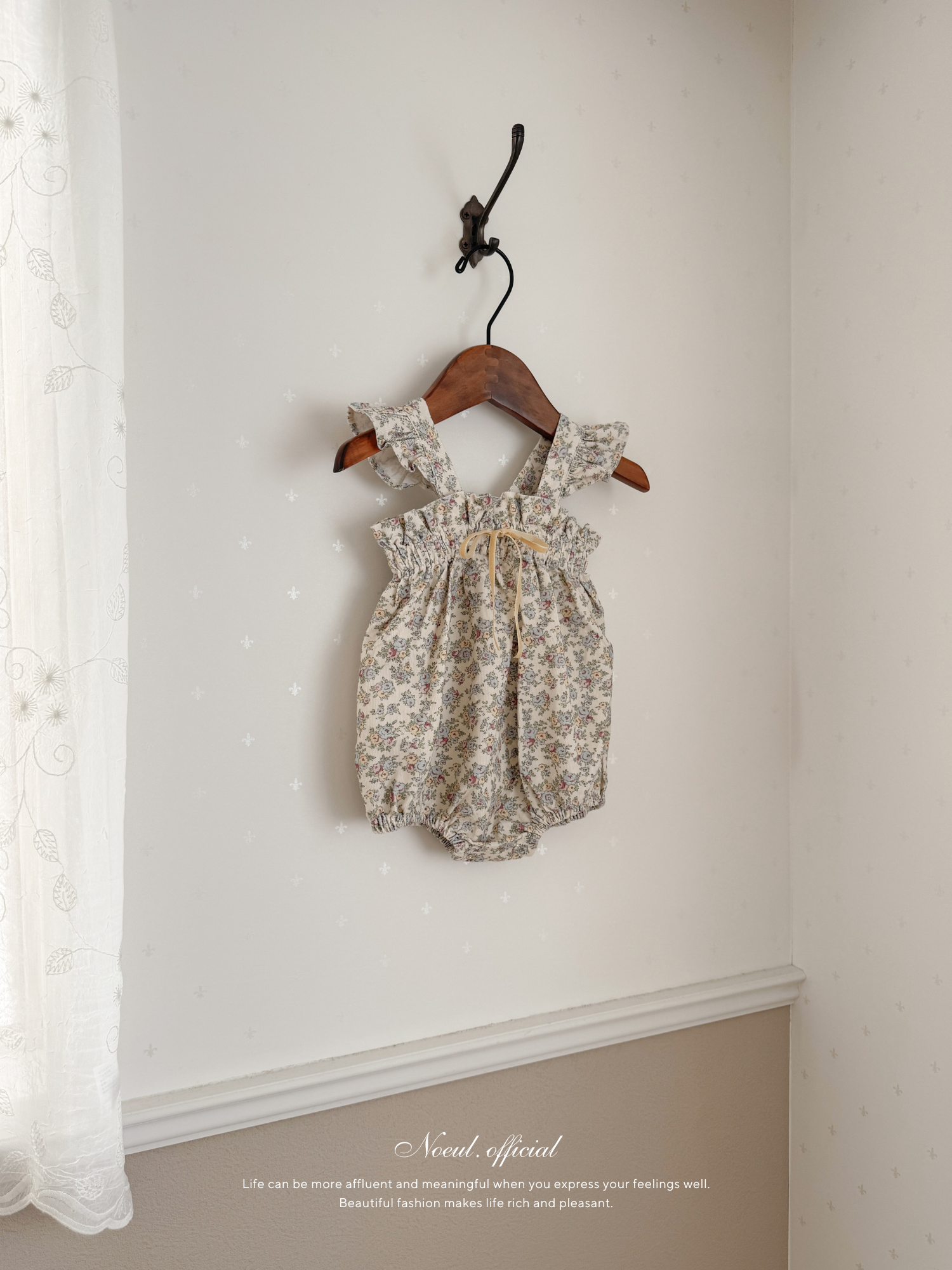 Garden frill ribbon rompers