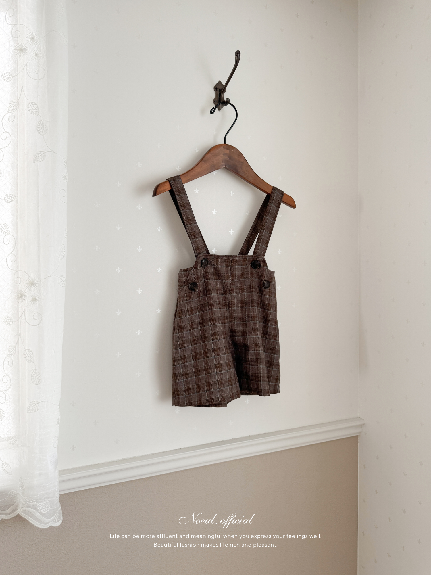 Rommy check suspender pants
