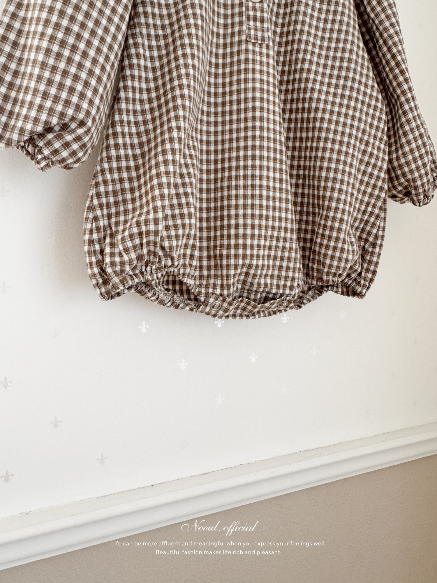 Sunny check collar rompers