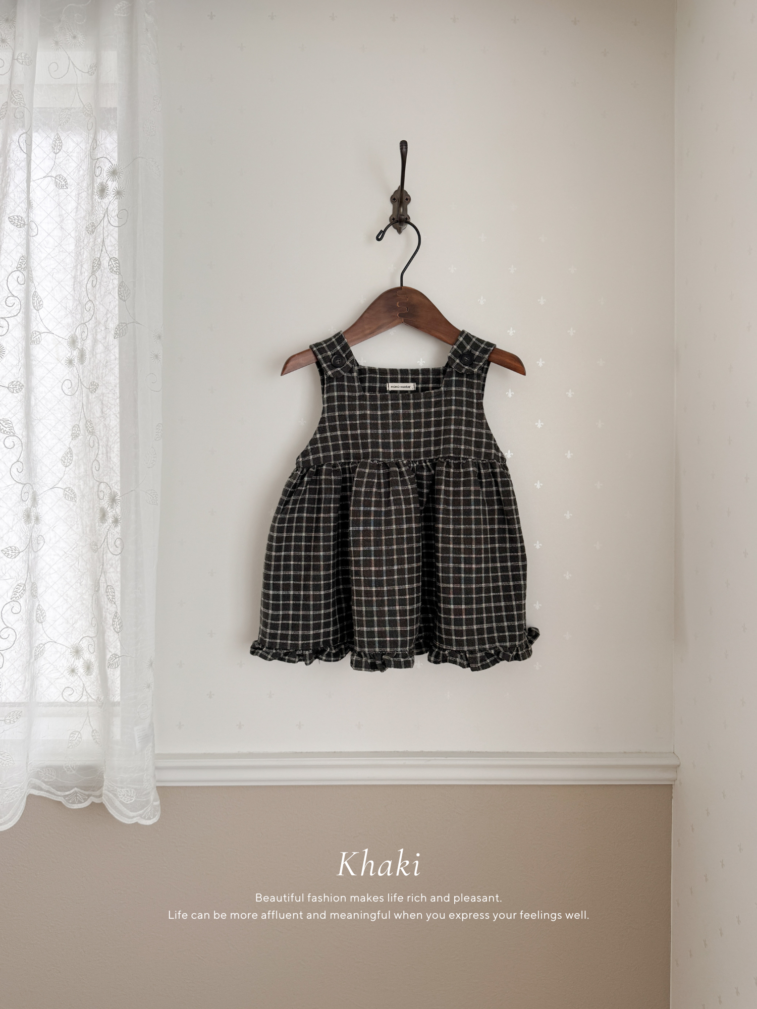 Check frill one-piece
