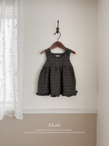 Check frill one-piece