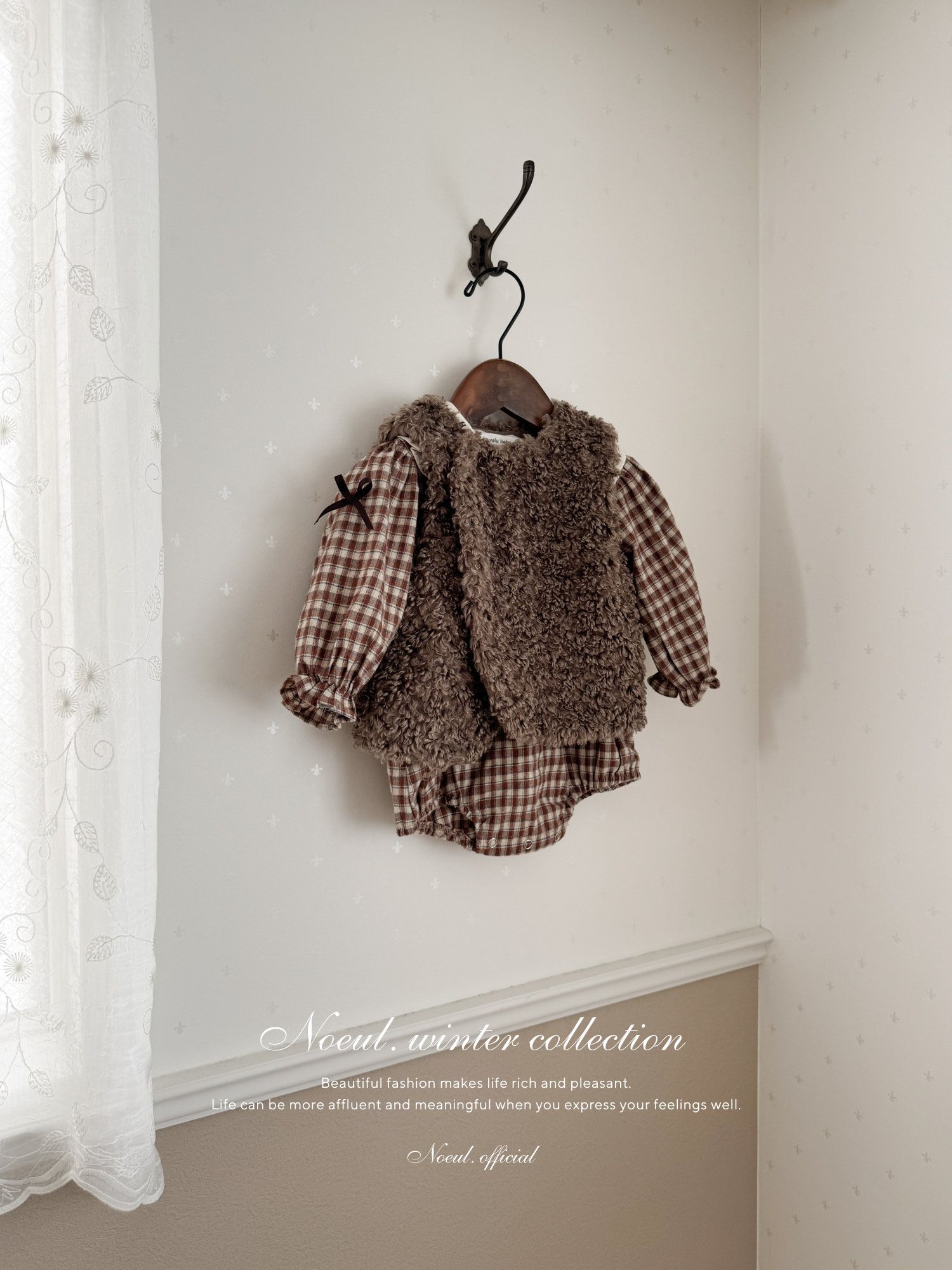 Frill check collar rompers (baby)