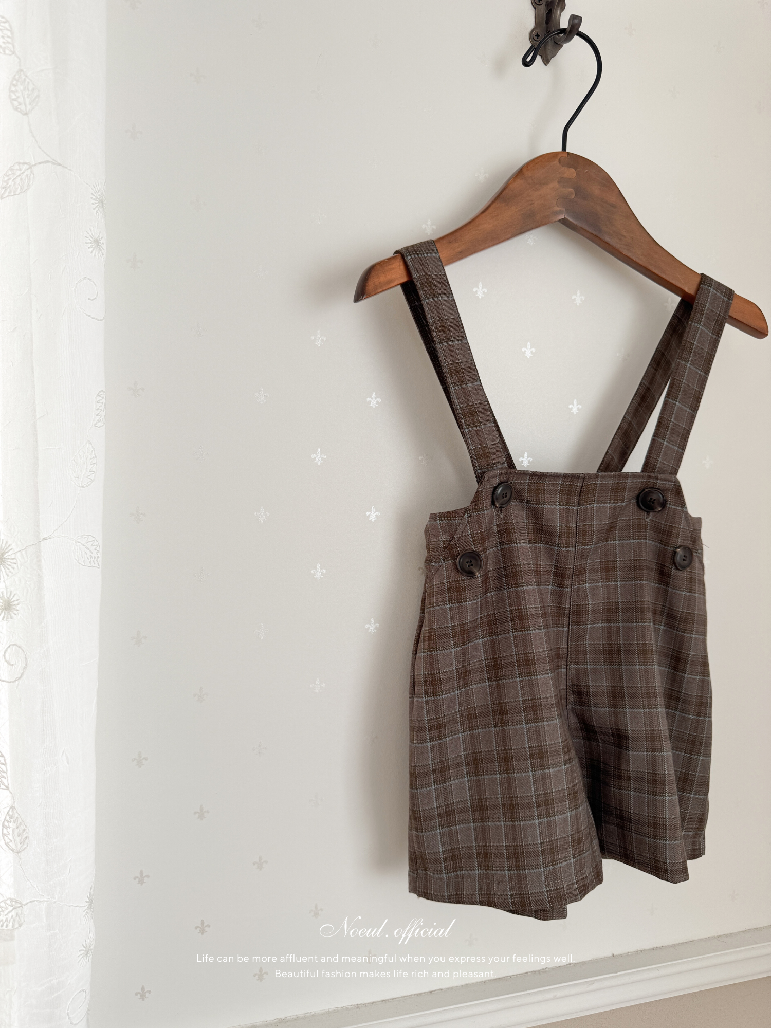 Rommy check suspender pants