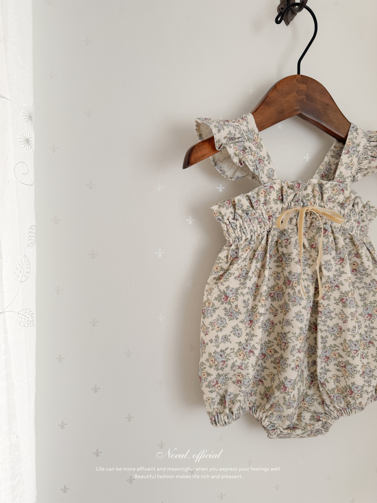 Garden frill ribbon rompers