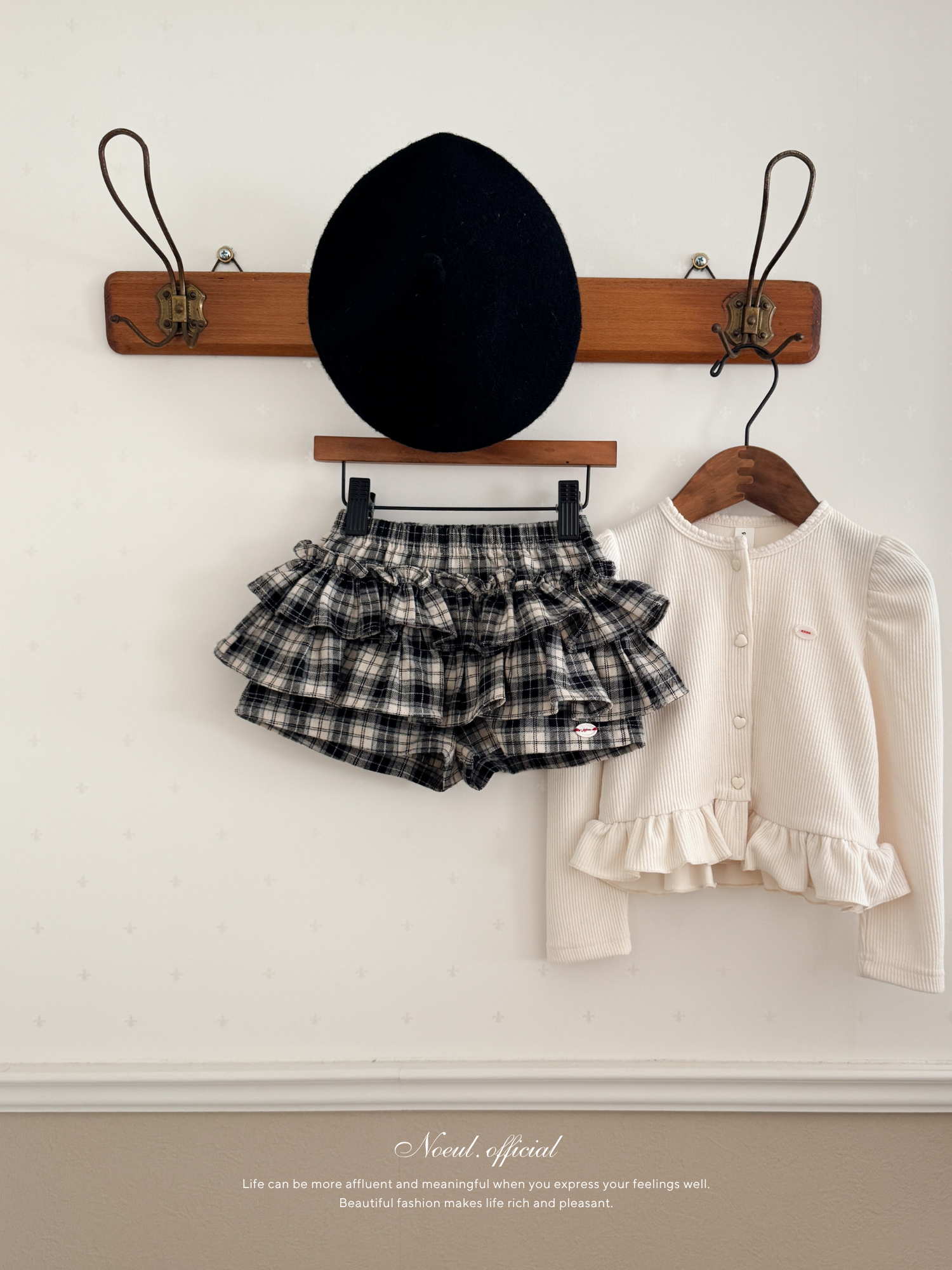 Roman check cancan pants