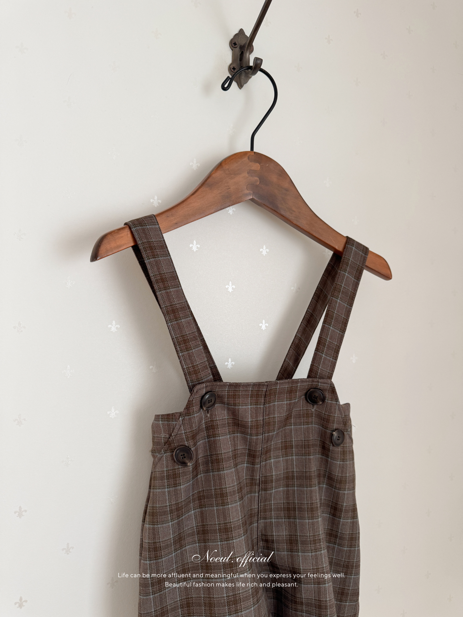 Rommy check suspender pants