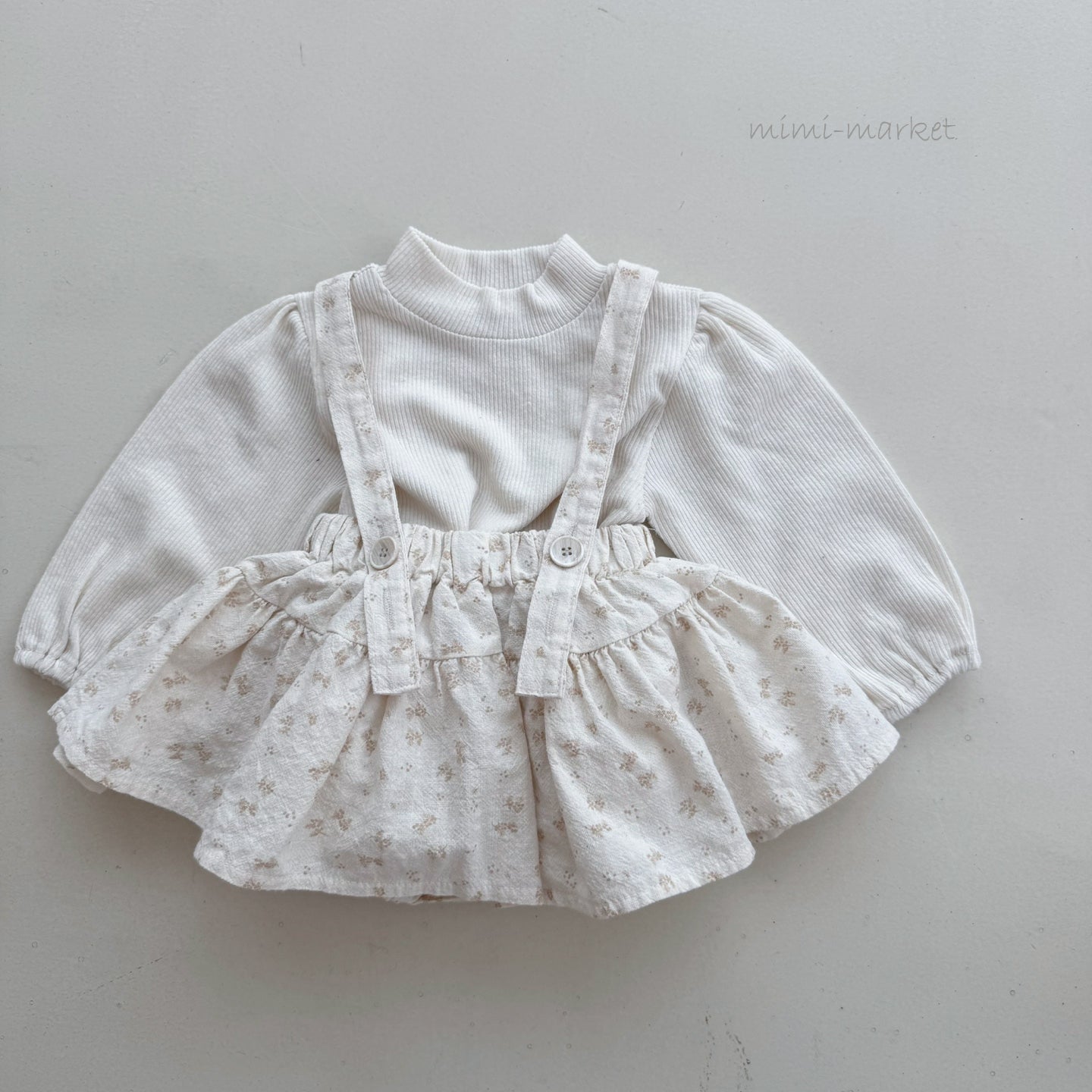 ［mimi market］Leaf suspender skirt