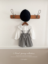 Mini check suspender pants