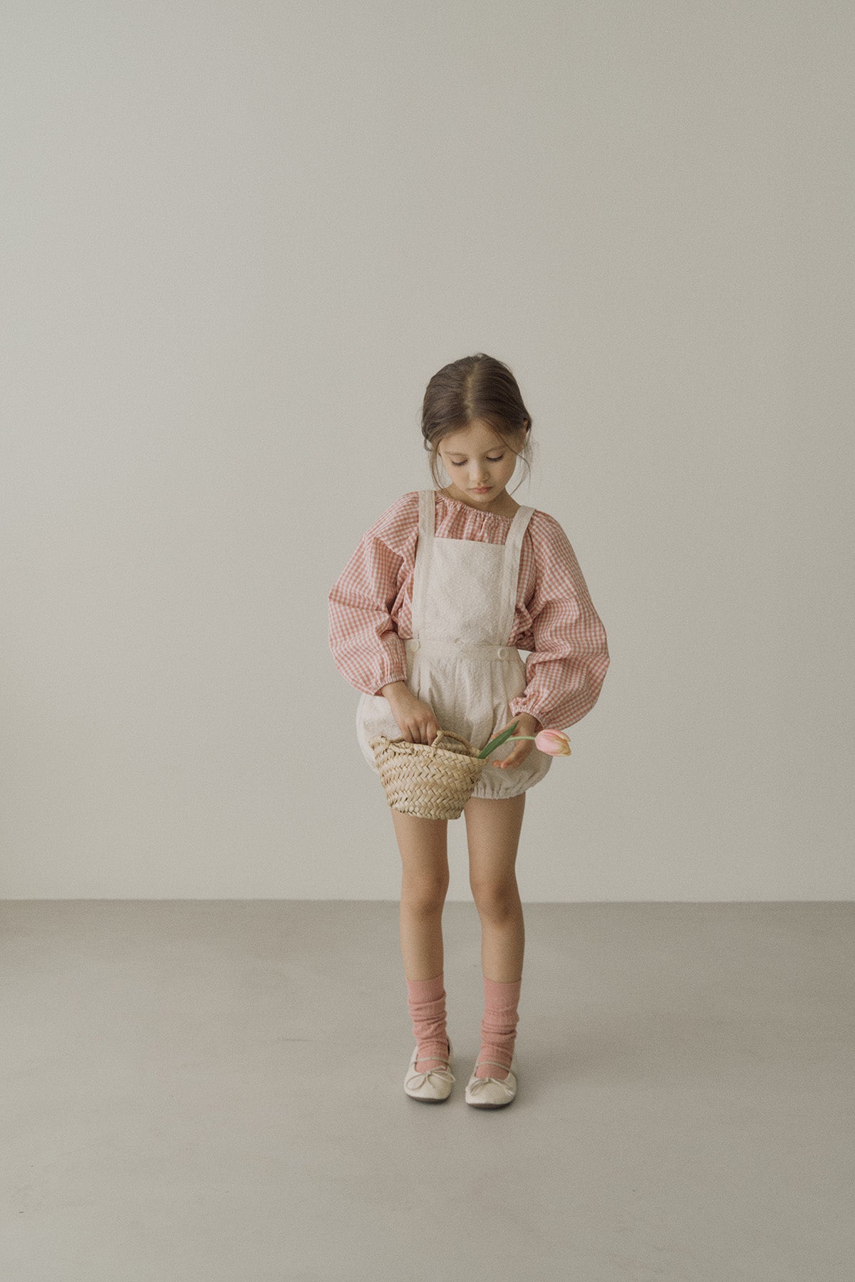 ［inné］Ballet gingham blouse (pink)