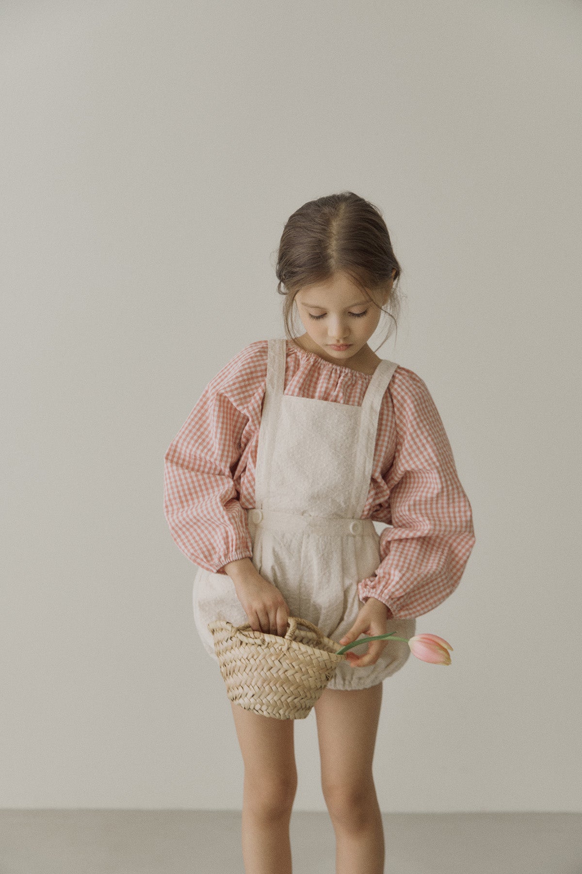 ［inné］Ballet gingham blouse (pink)