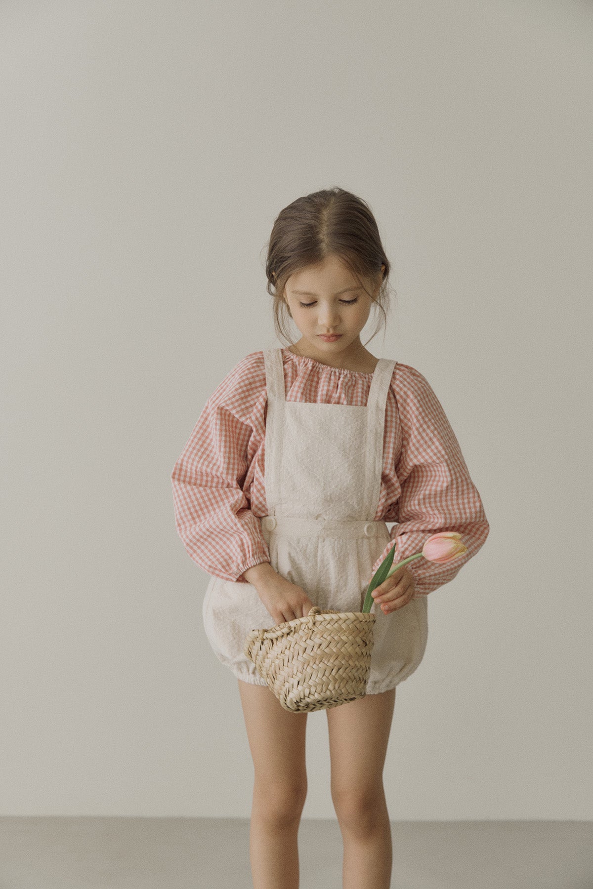 ［inné］Ballet gingham blouse (pink)