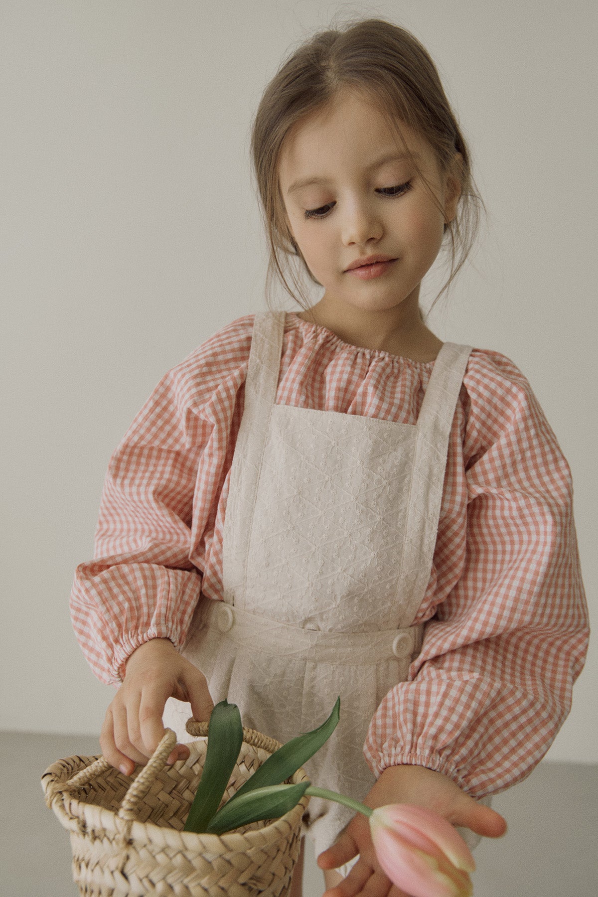 ［inné］Ballet gingham blouse (pink)