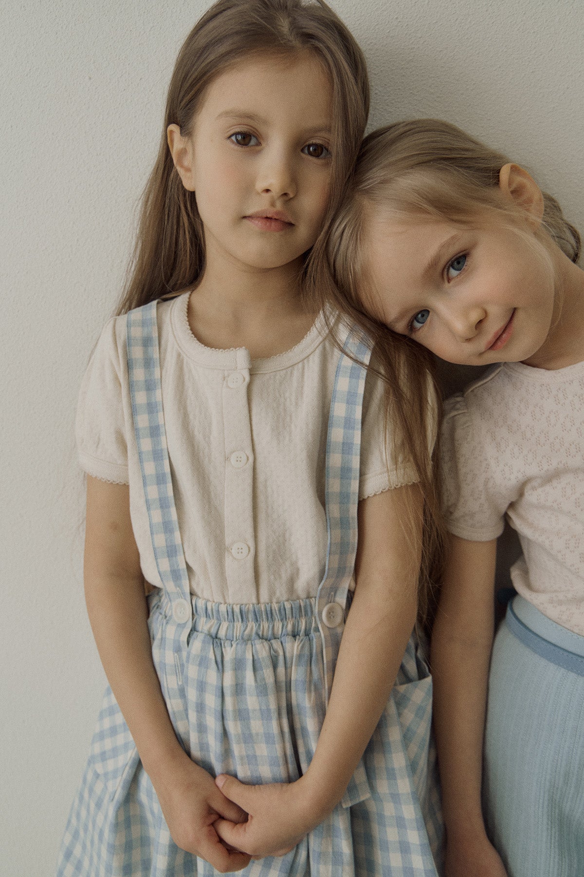 ［inné］Judy flare skirt - Detachable suspenders (blue gingham)