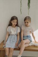 ［inné］Judy flare skirt - Detachable suspenders (blue gingham)