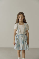 ［inné］Judy flare skirt - Detachable suspenders (blue gingham)