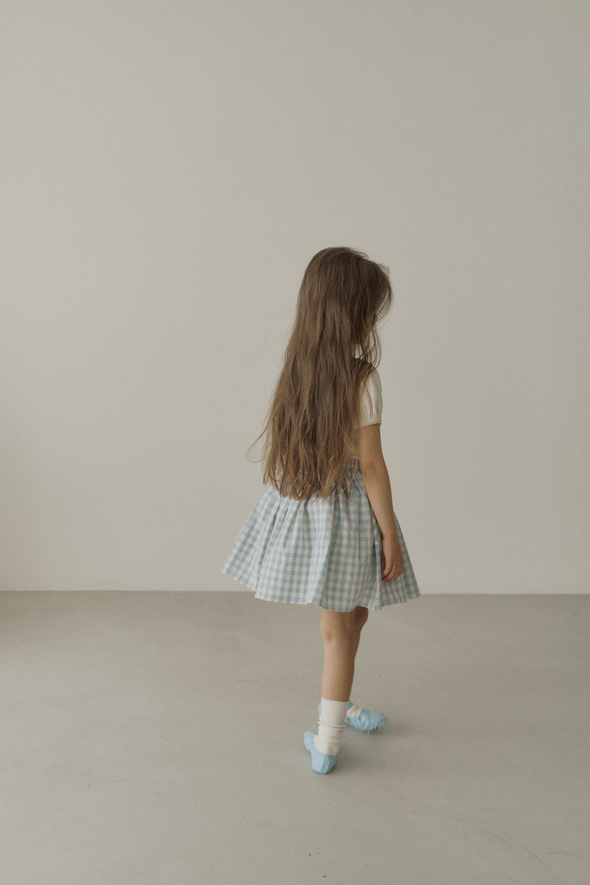 ［inné］Judy flare skirt - Detachable suspenders (blue gingham)