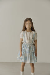 ［inné］Judy flare skirt - Detachable suspenders (blue gingham)