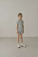 ［inné］Leni bloomer - Detachable suspenders (blue gingham)