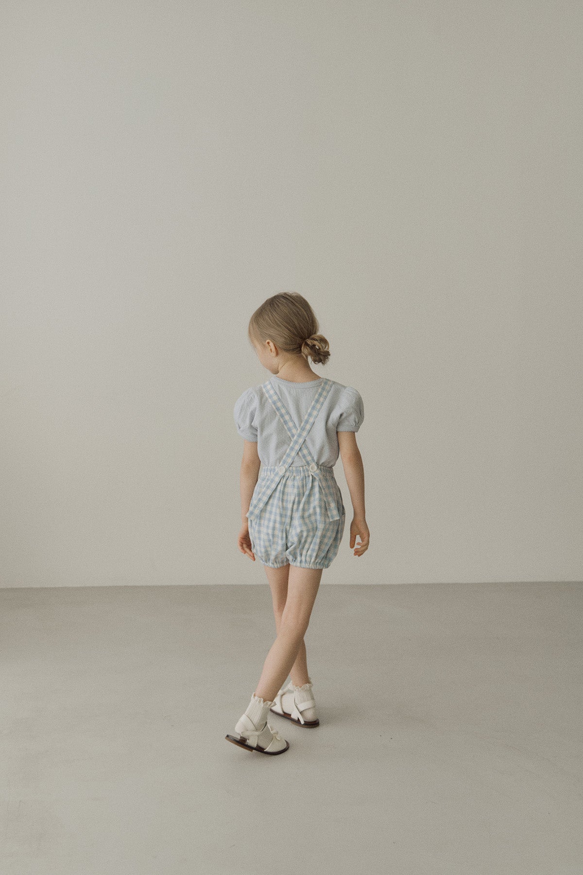 ［inné］Leni bloomer - Detachable suspenders (blue gingham)