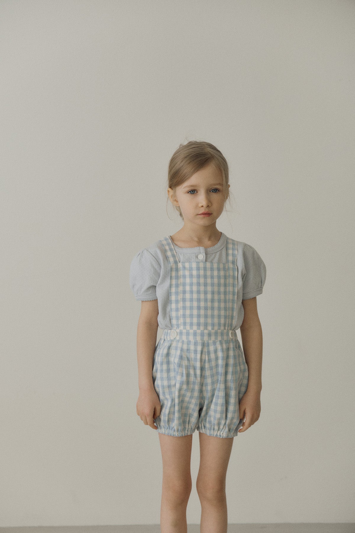 ［inné］Leni bloomer - Detachable suspenders (blue gingham)