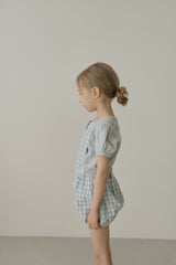 ［inné］Leni bloomer - Detachable suspenders (blue gingham)