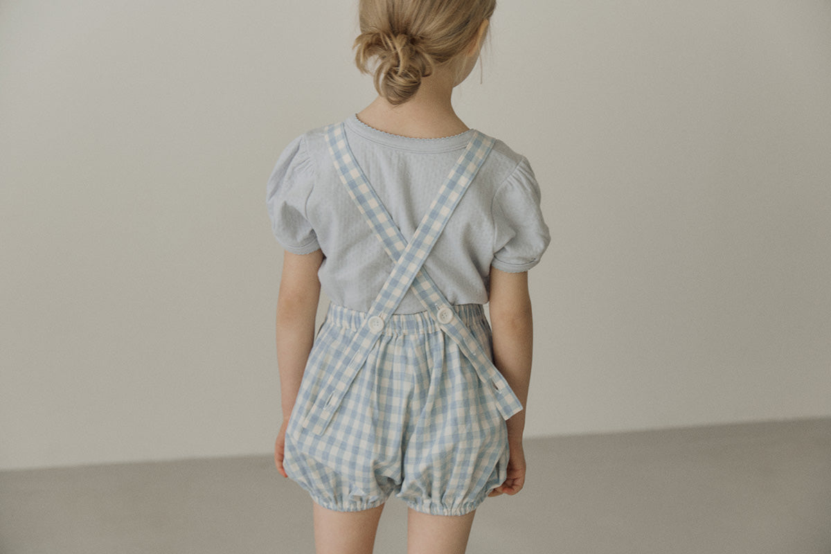 ［inné］Leni bloomer - Detachable suspenders (blue gingham)