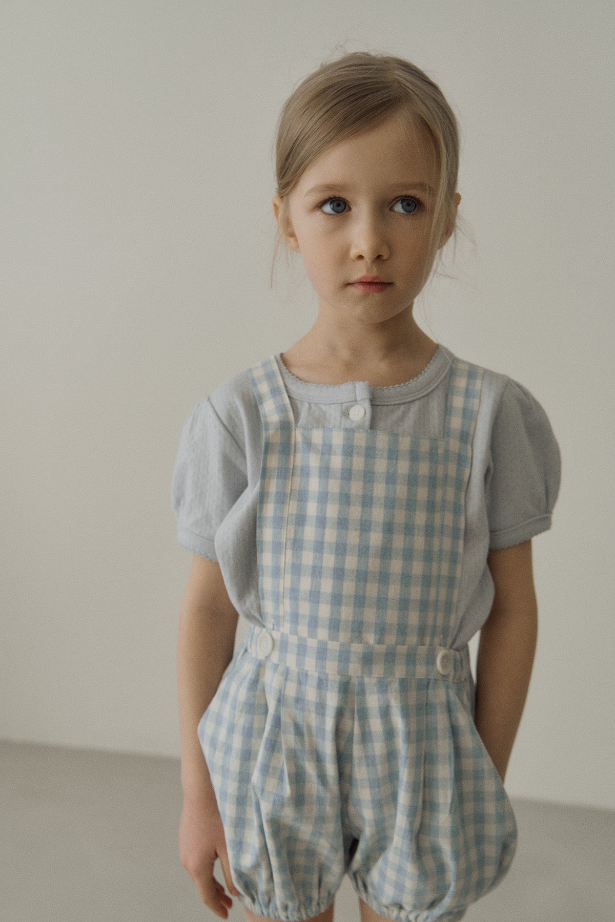 ［inné］Leni bloomer - Detachable suspenders (blue gingham)