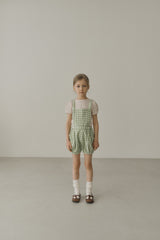 ［inné］Leni bloomer - Detachable suspenders (green gingham)