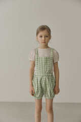 ［inné］Leni bloomer - Detachable suspenders (green gingham)
