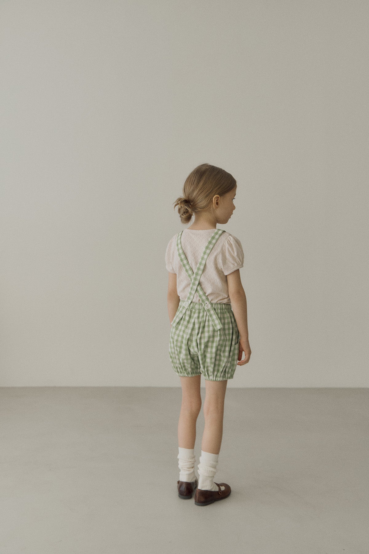 ［inné］Leni bloomer - Detachable suspenders (green gingham)