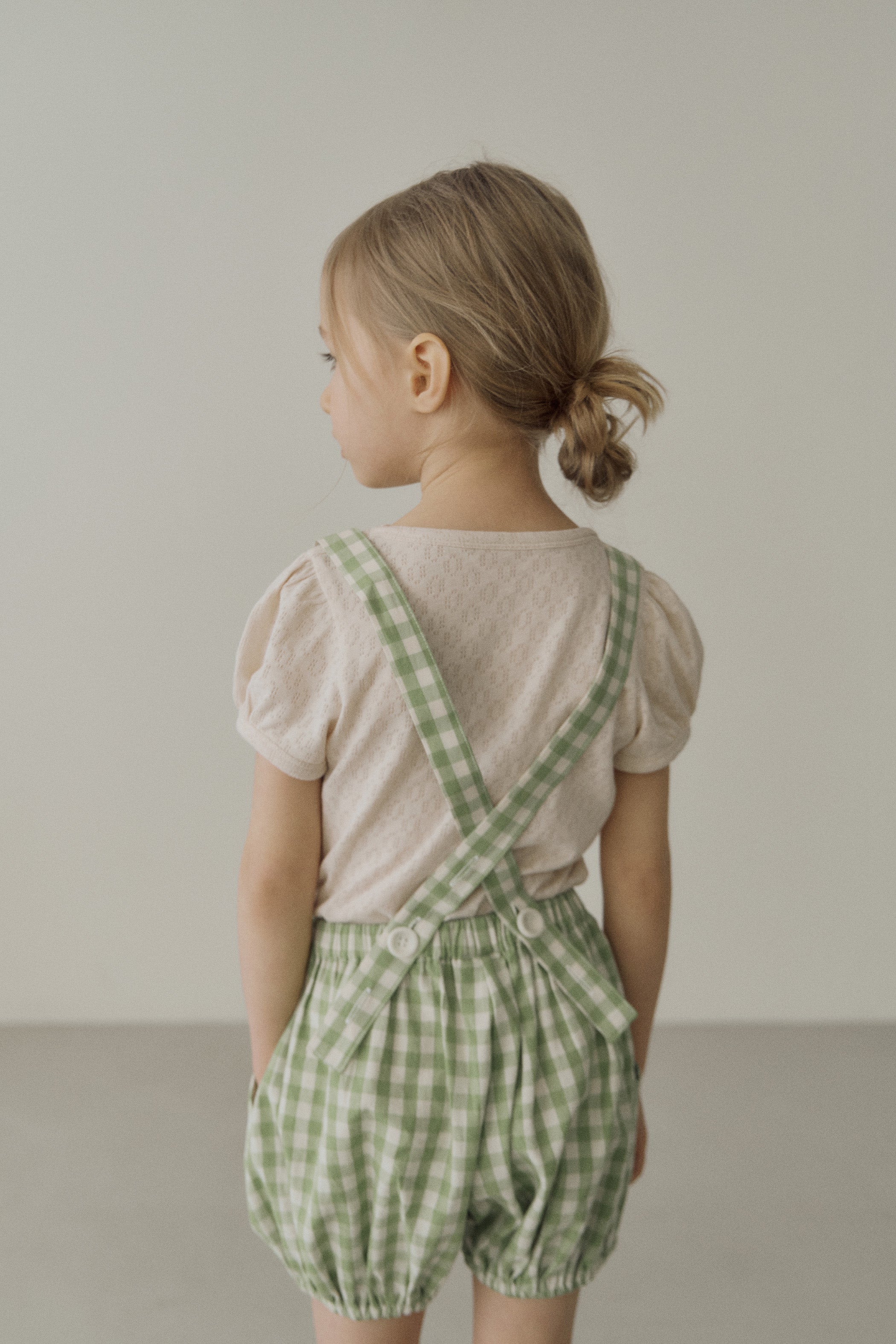 ［inné］Leni bloomer - Detachable suspenders (green gingham)