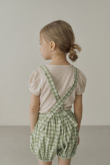 ［inné］Leni bloomer - Detachable suspenders (green gingham)