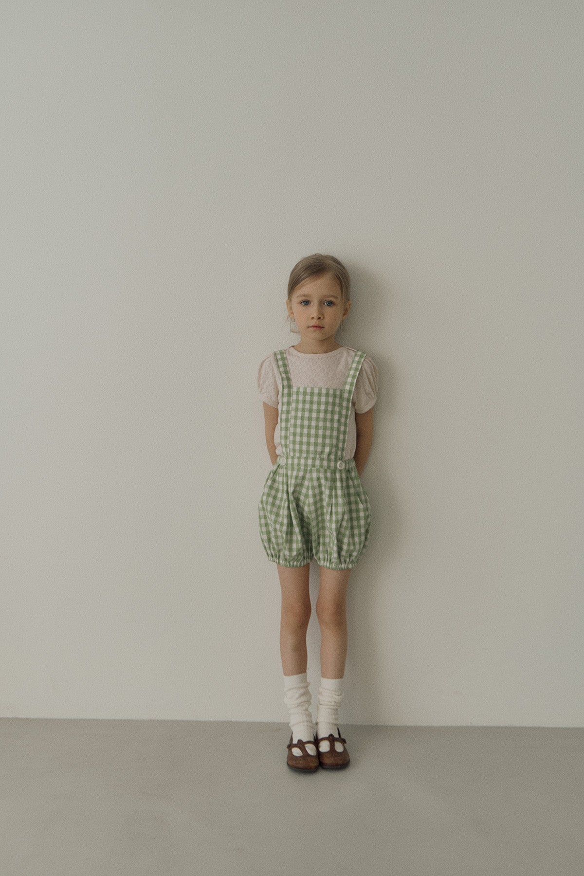 ［inné］Leni bloomer - Detachable suspenders (green gingham)