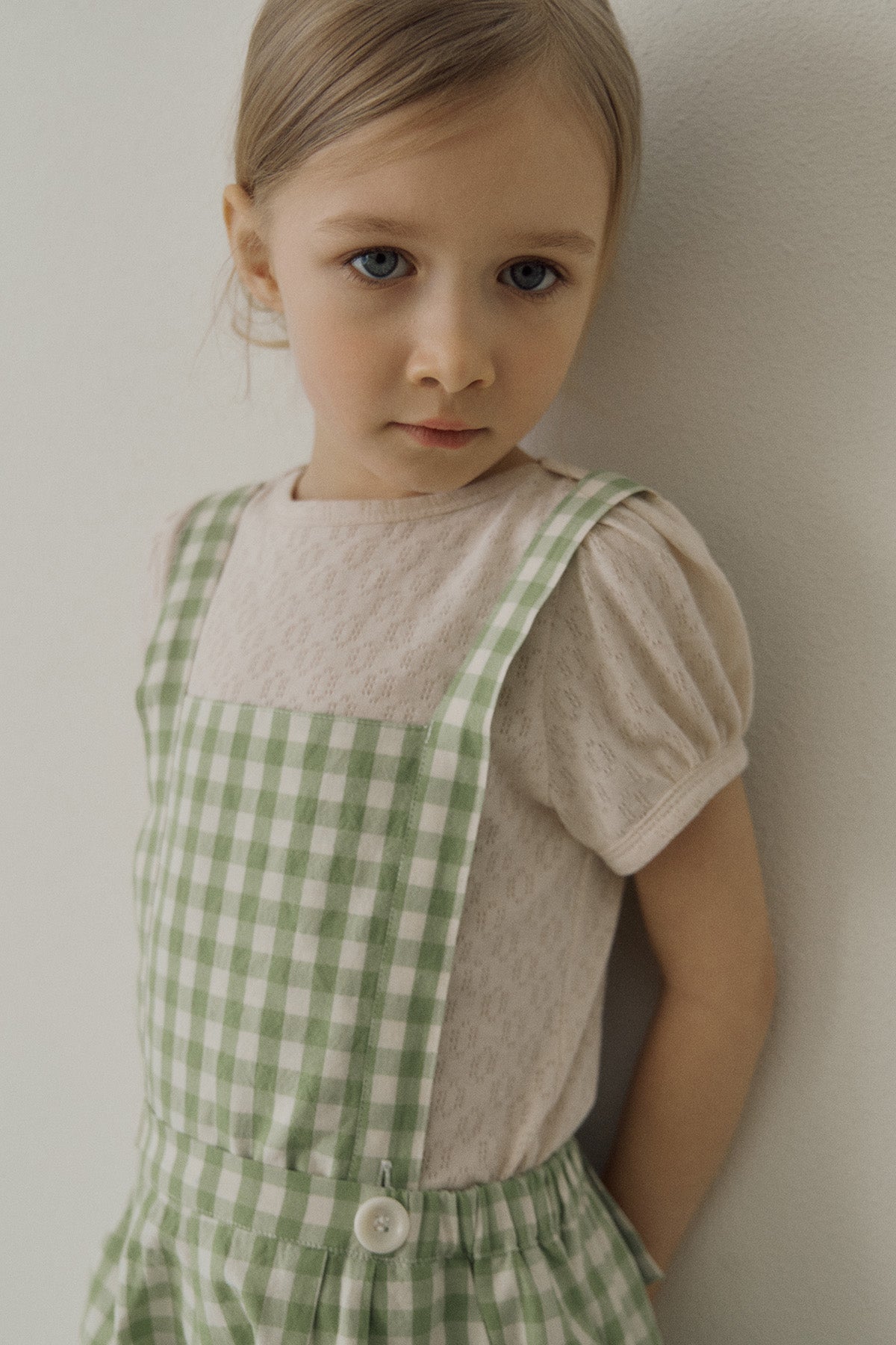［inné］Leni bloomer - Detachable suspenders (green gingham)
