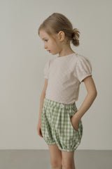 ［inné］Leni bloomer - Detachable suspenders (green gingham)