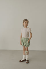 ［inné］Leni bloomer - Detachable suspenders (green gingham)
