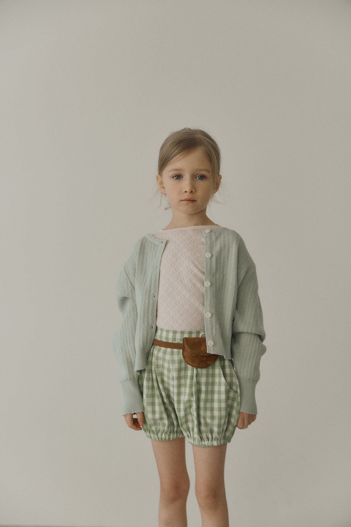 ［inné］Leni bloomer - Detachable suspenders (green gingham)
