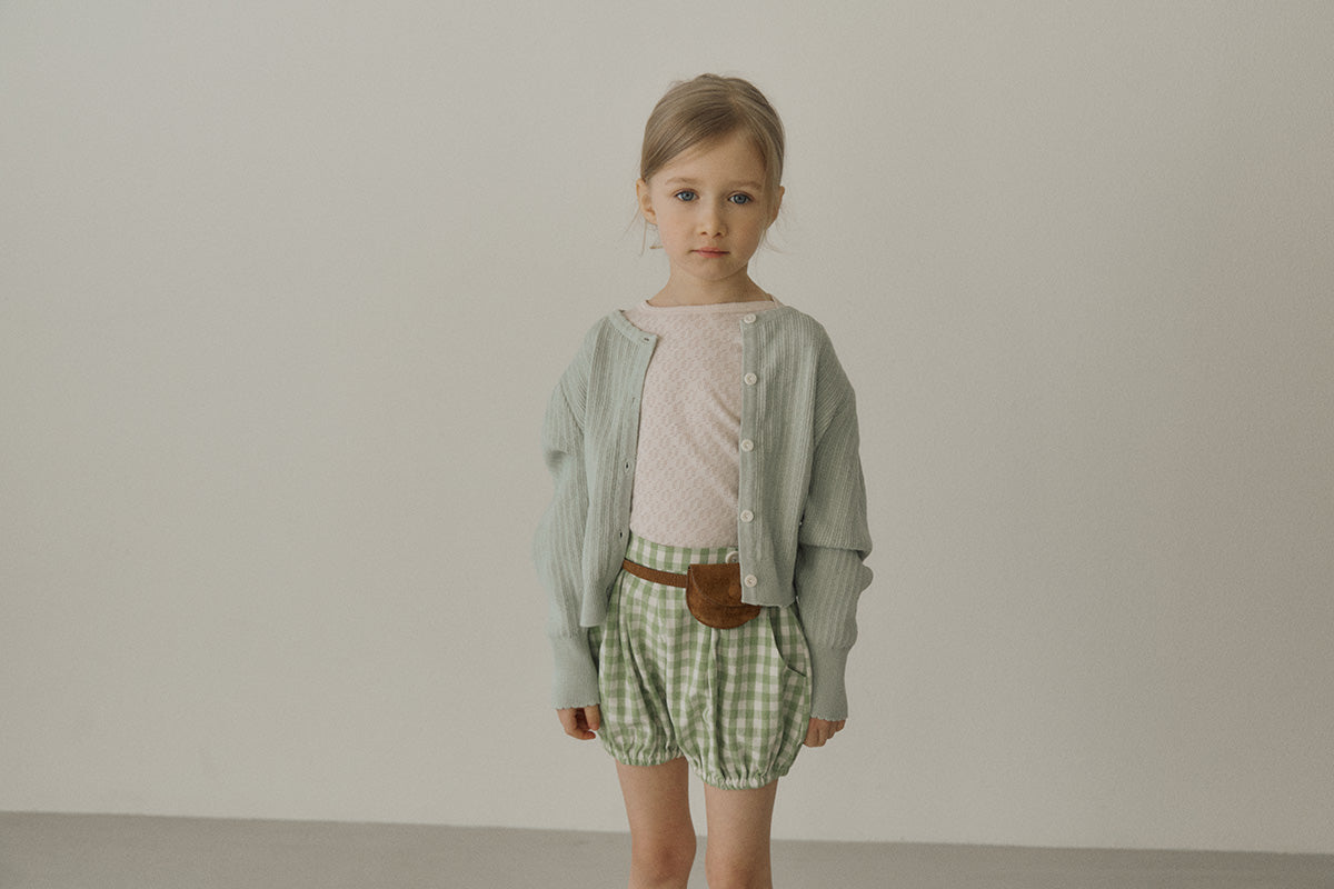 ［inné］Leni bloomer - Detachable suspenders (green gingham)